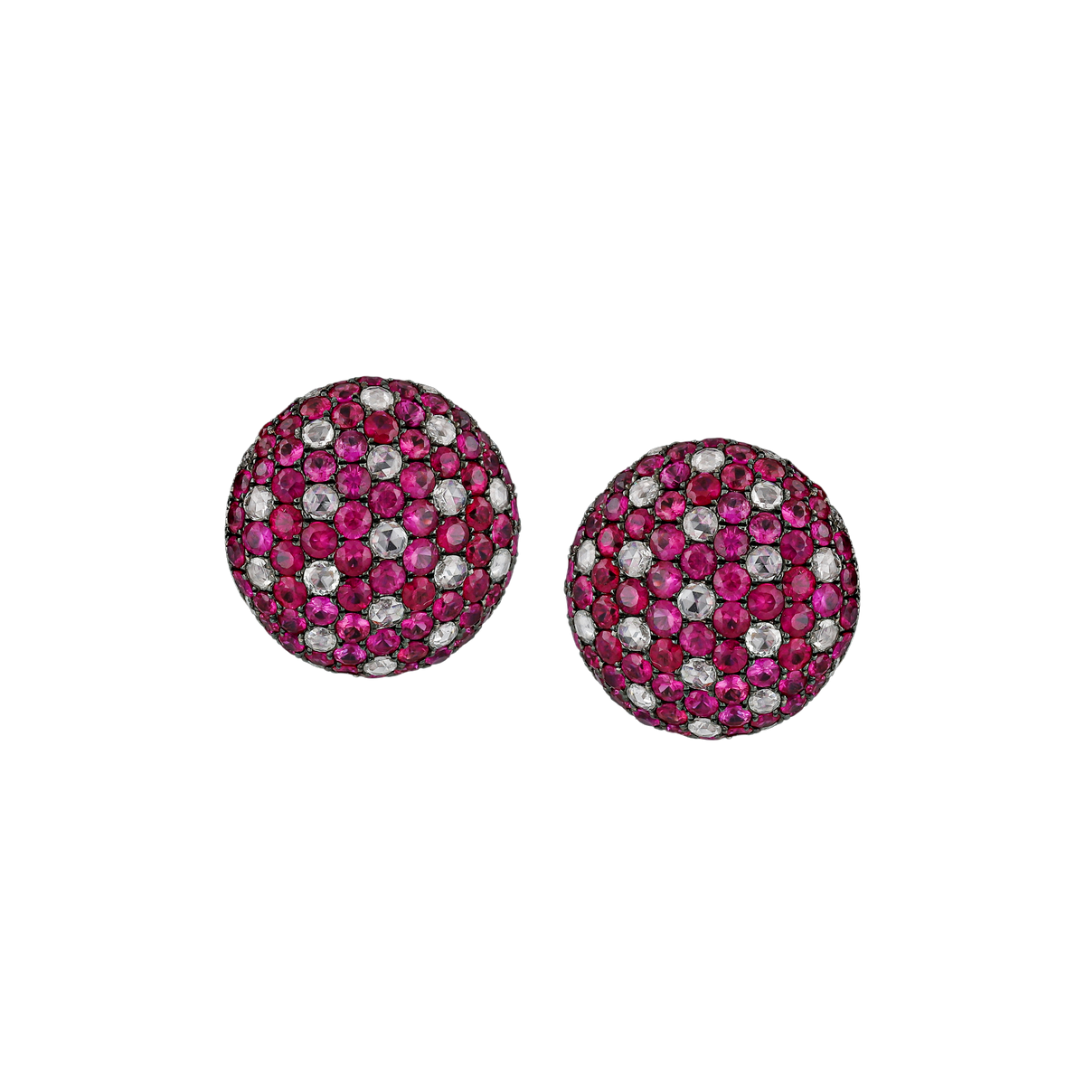 Ruby & Diamond Cluster Earrings