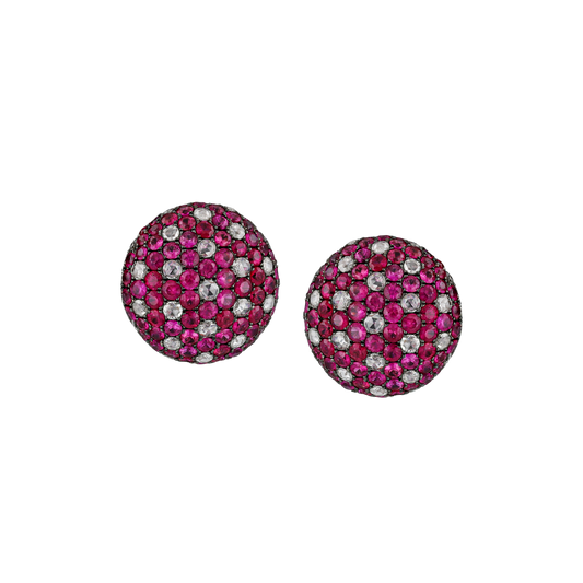Ruby & Diamond Cluster Earrings
