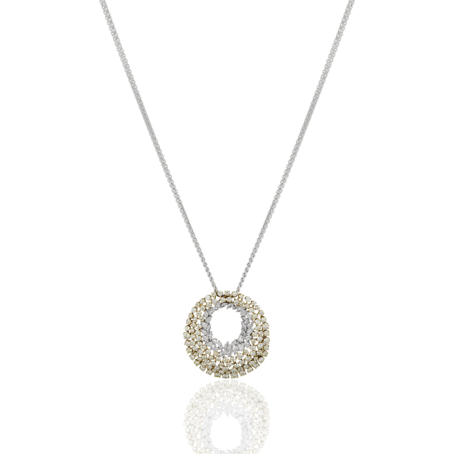 White & Yellow Diamond Pendant Necklace