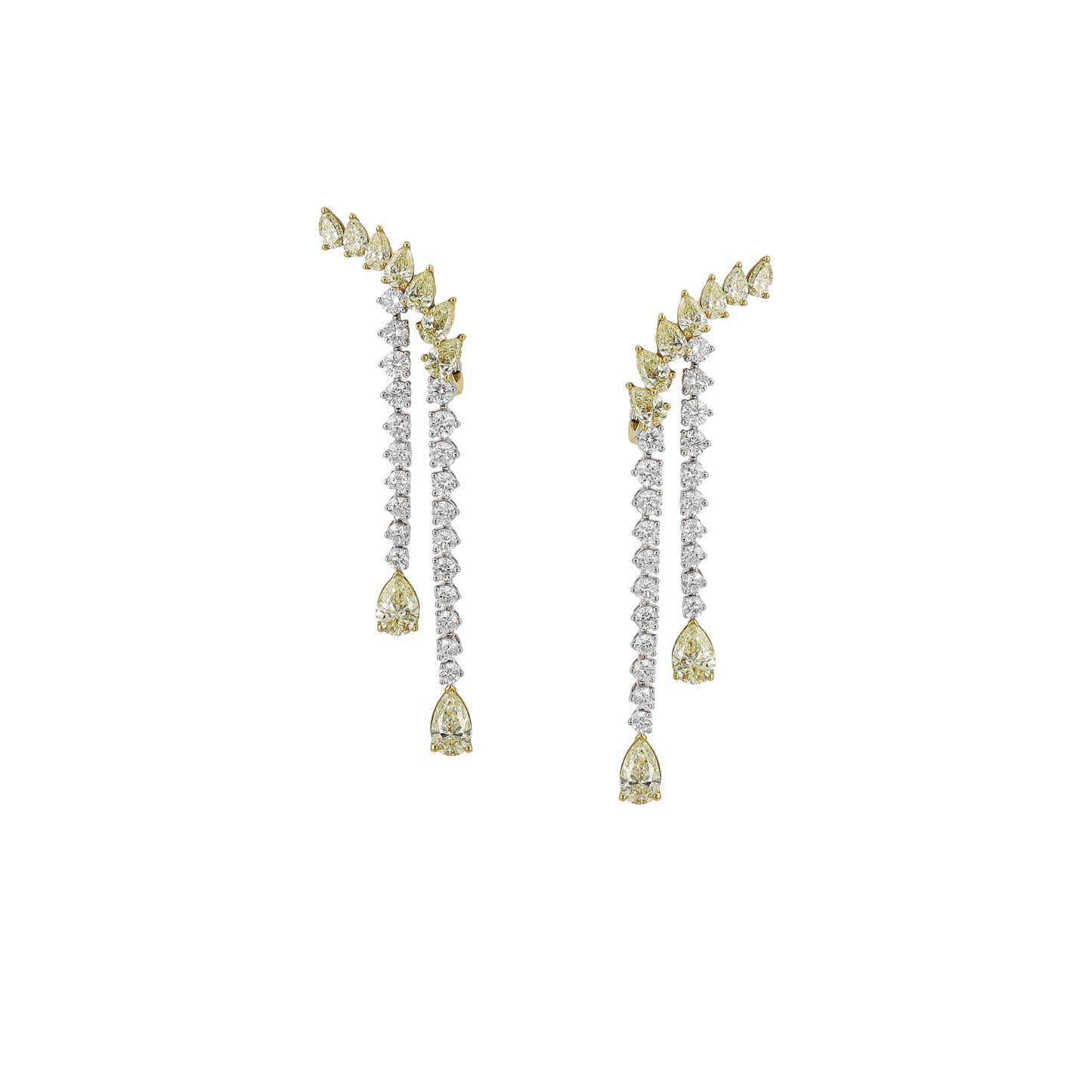 White & Yellow Diamond Half Set — Necklace & Earrings