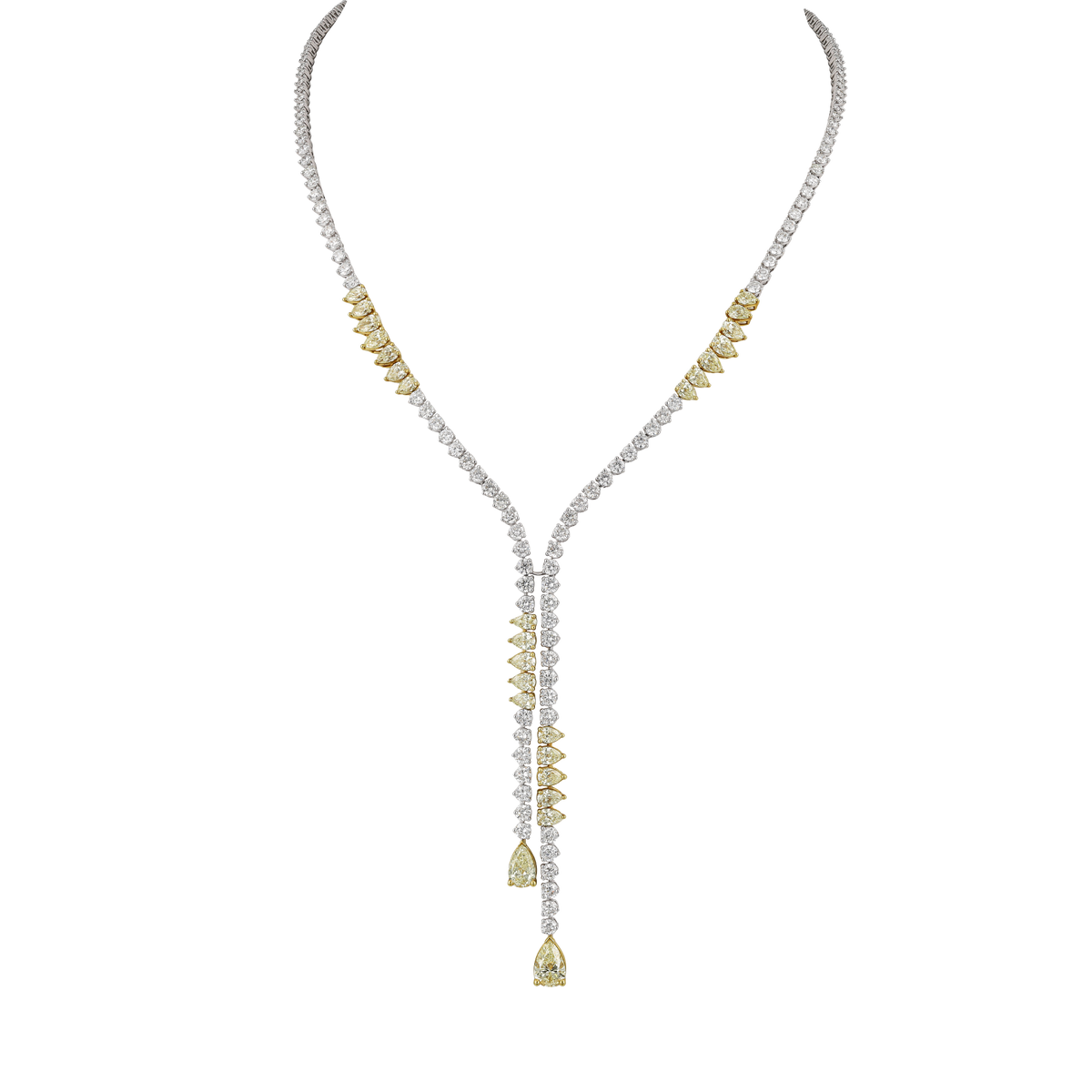 White & Yellow Diamond Half Set — Necklace & Earrings