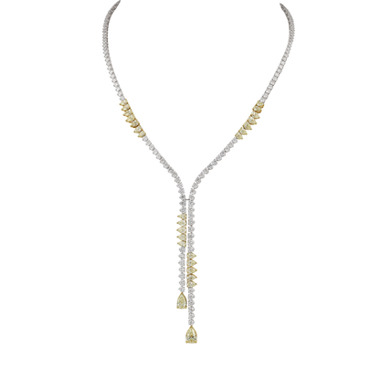 White & Yellow Diamond Half Set — Necklace & Earrings