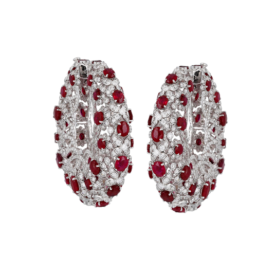Ruby & Diamond Hoop Earrings
