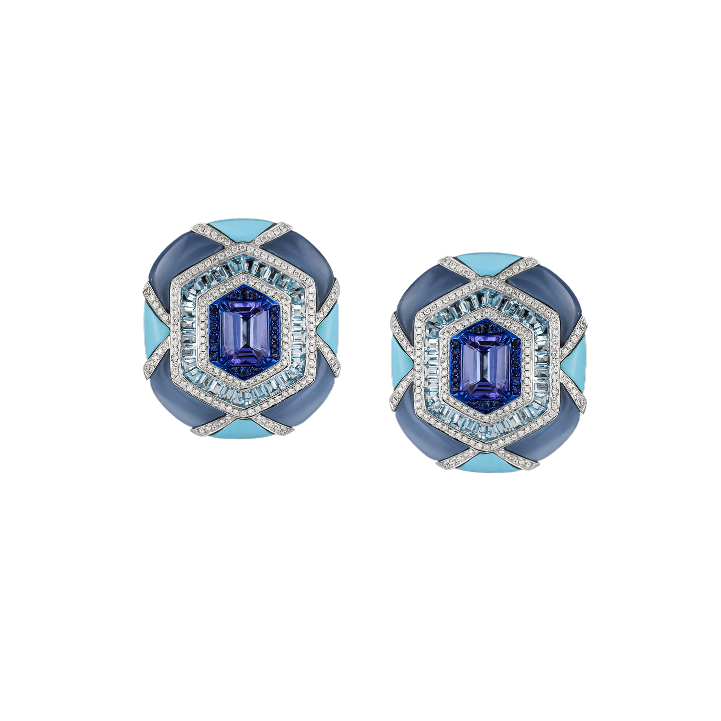 Art Deco Blue Stoned Earrings