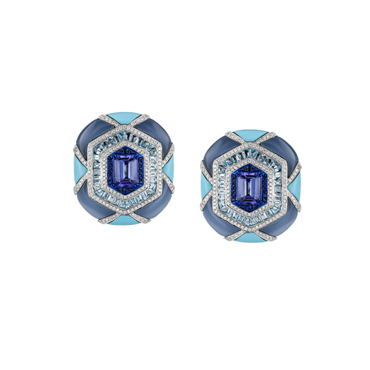 Art Deco Blue Stoned Earrings