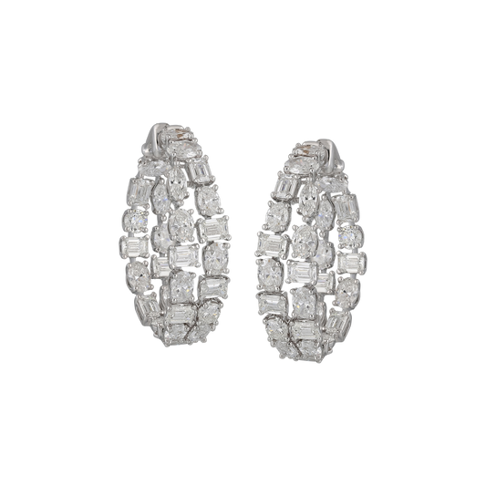 Broad Diamond Hoops