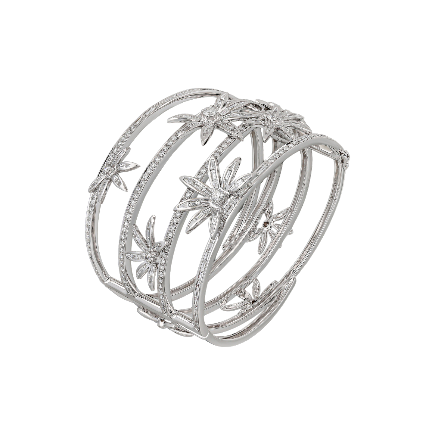 Broad Floral Diamond Bangle