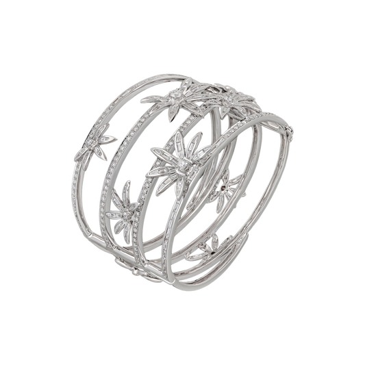 Broad Floral Diamond Bangle