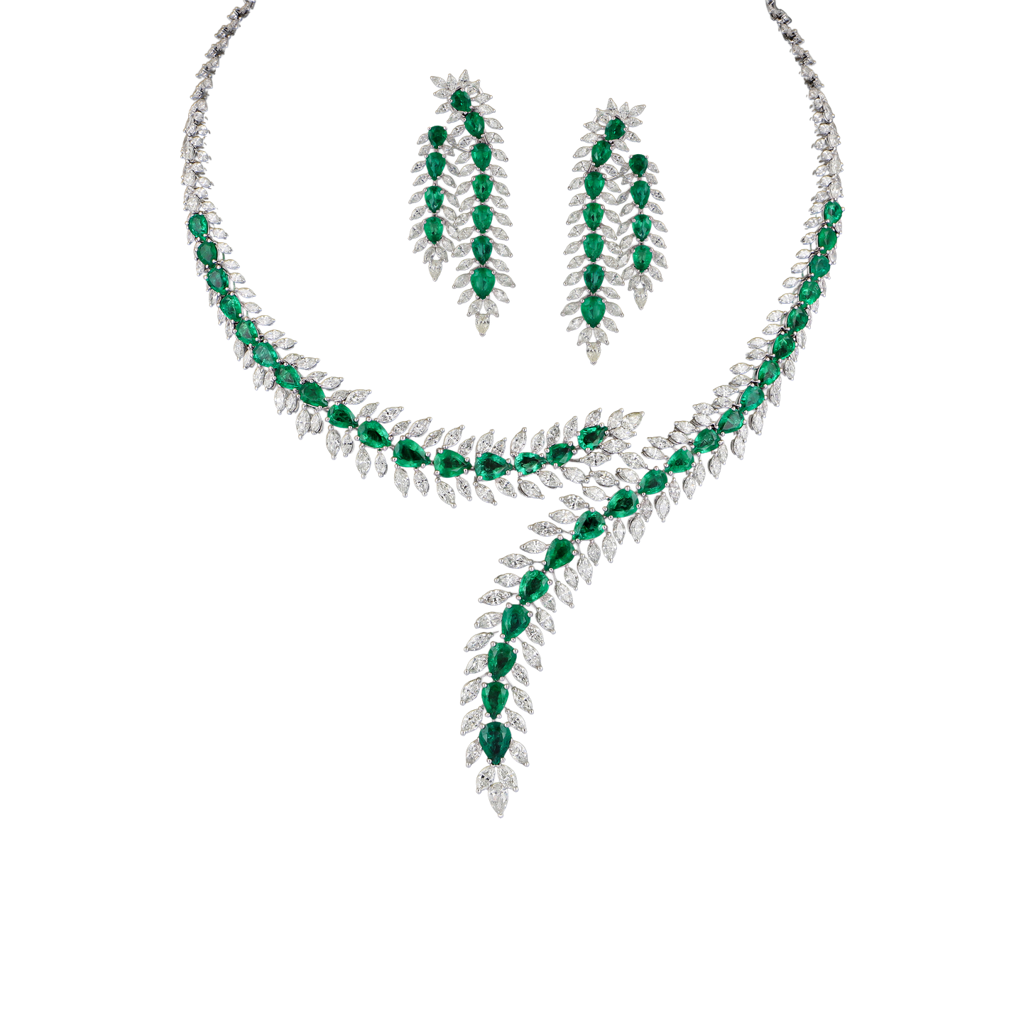 Diamond & Emerald Bridal Set