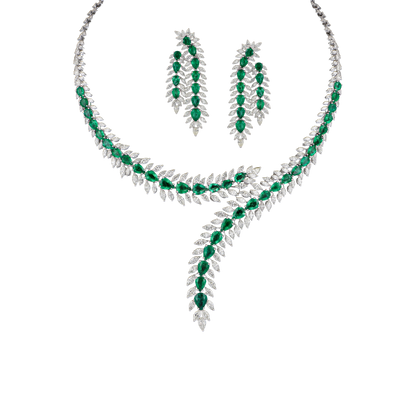 Diamond & Emerald Bridal Set