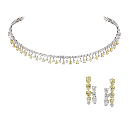 White & Yellow Pear Diamond Half Set