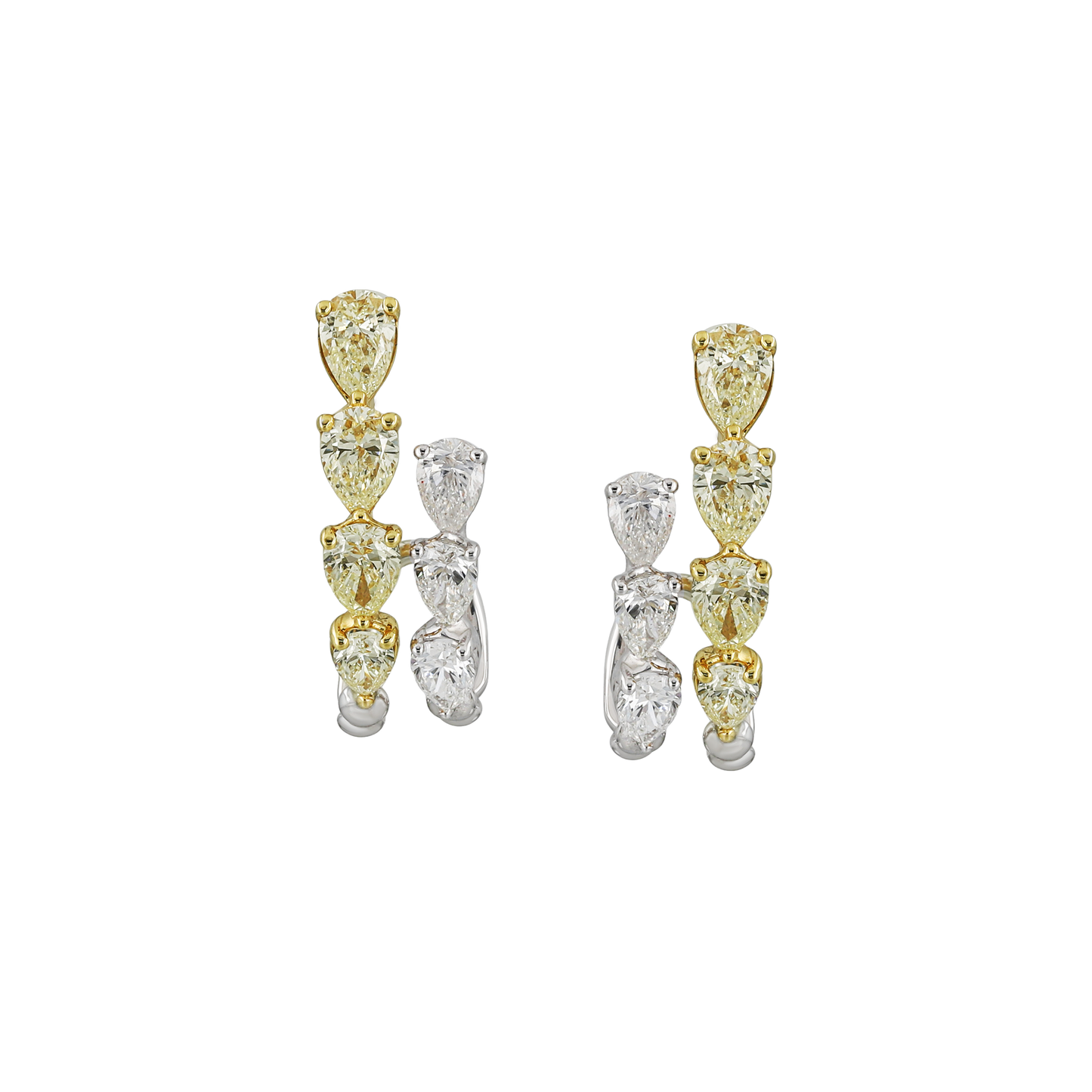 White & Yellow Pear Diamond Half Set