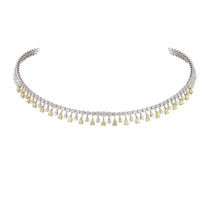 White & Yellow Pear Diamond Half Set