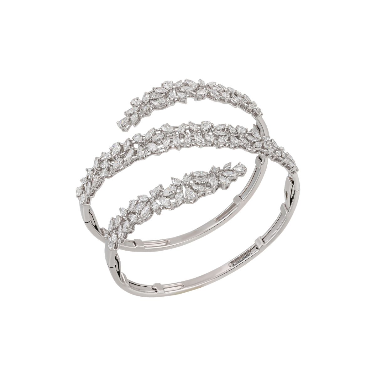 Floral Wrap Around Diamond Bangle