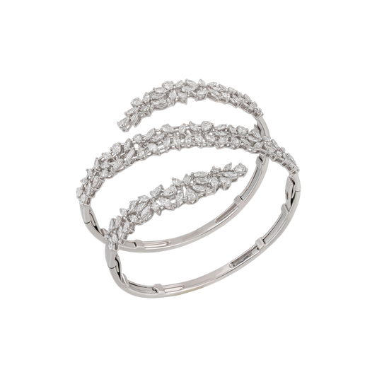 Floral Wrap Around Diamond Bangle