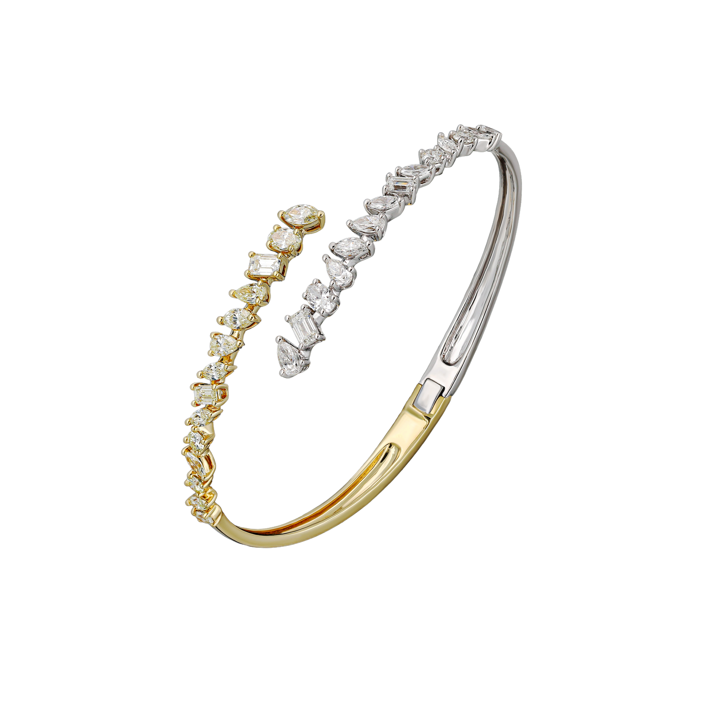 White & Yellow Multi-Cut Diamond Bangle