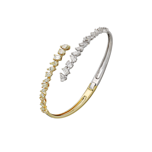 White & Yellow Multi-Cut Diamond Bangle