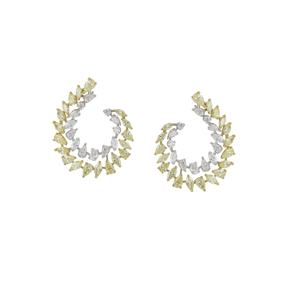 White & Yellow Diamond Statement Half Set