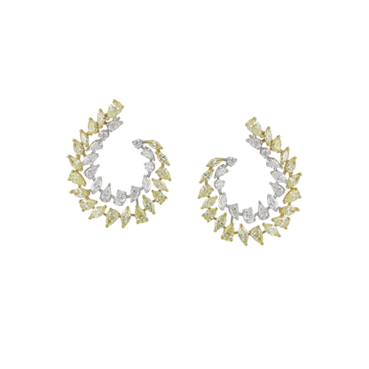 White & Yellow Diamond Statement Half Set
