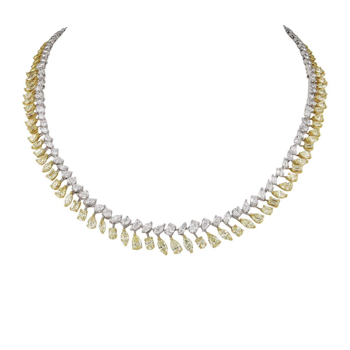 White & Yellow Diamond Statement Half Set