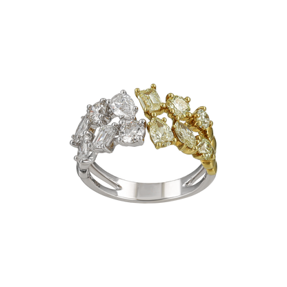 White & Yellow Diamond Statement Half Set