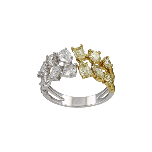 White & Yellow Diamond Statement Half Set