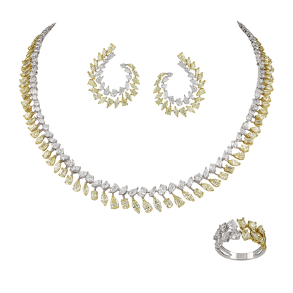 White & Yellow Diamond Statement Half Set