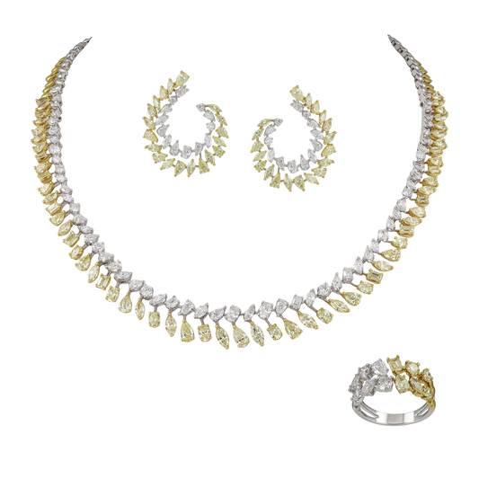 White & Yellow Diamond Statement Half Set