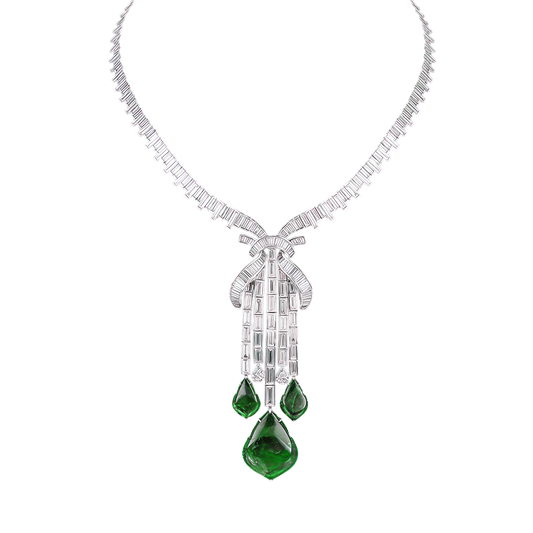 Diamond & Cabochon Emerald Necklace