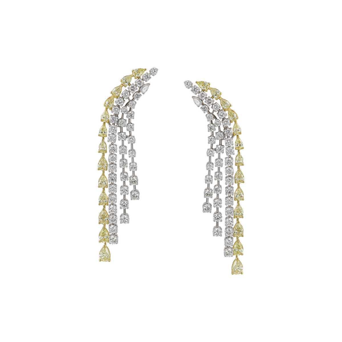 Certified Fancy Yellow Pear Diamond Half Set