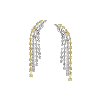 Certified Fancy Yellow Pear Diamond Half Set