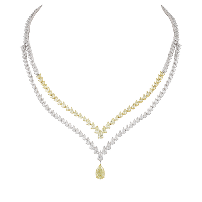Certified Fancy Yellow Pear Diamond Half Set