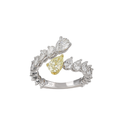 Certified Fancy Yellow Pear Diamond Half Set