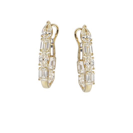 Emerald & Oval Diamond Drop Earrings