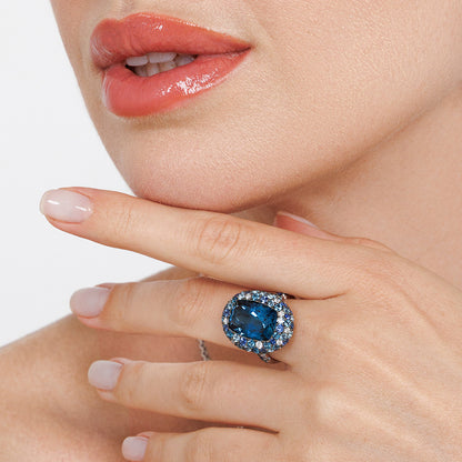 Blue Topaz & Sapphire Ring