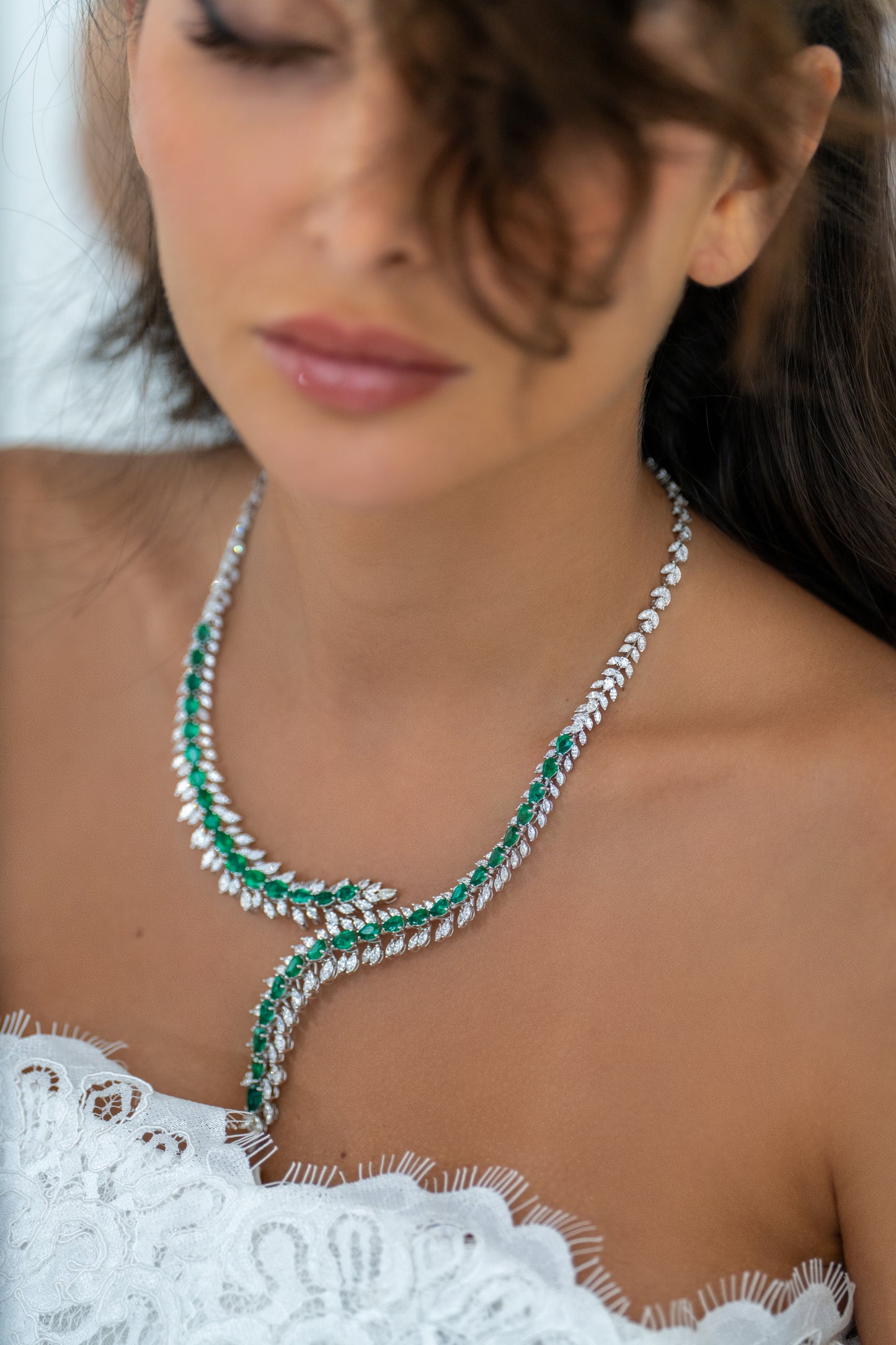 Diamond & Emerald Bridal Set