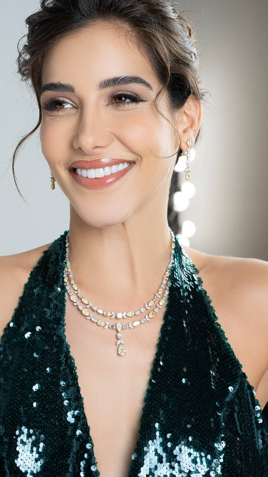 Two Line White & Yellow Diamond Set